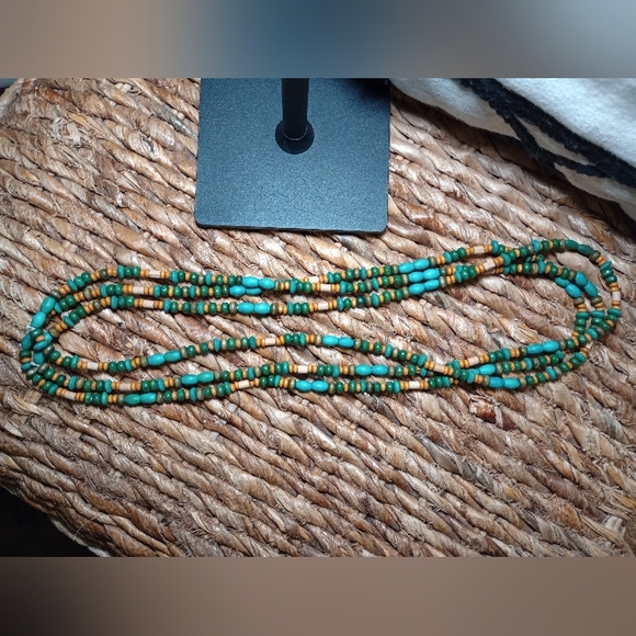 Handmade Wooden Bead Turquoise Southwestern Style Necklaces (3) - Picture 7 of 8